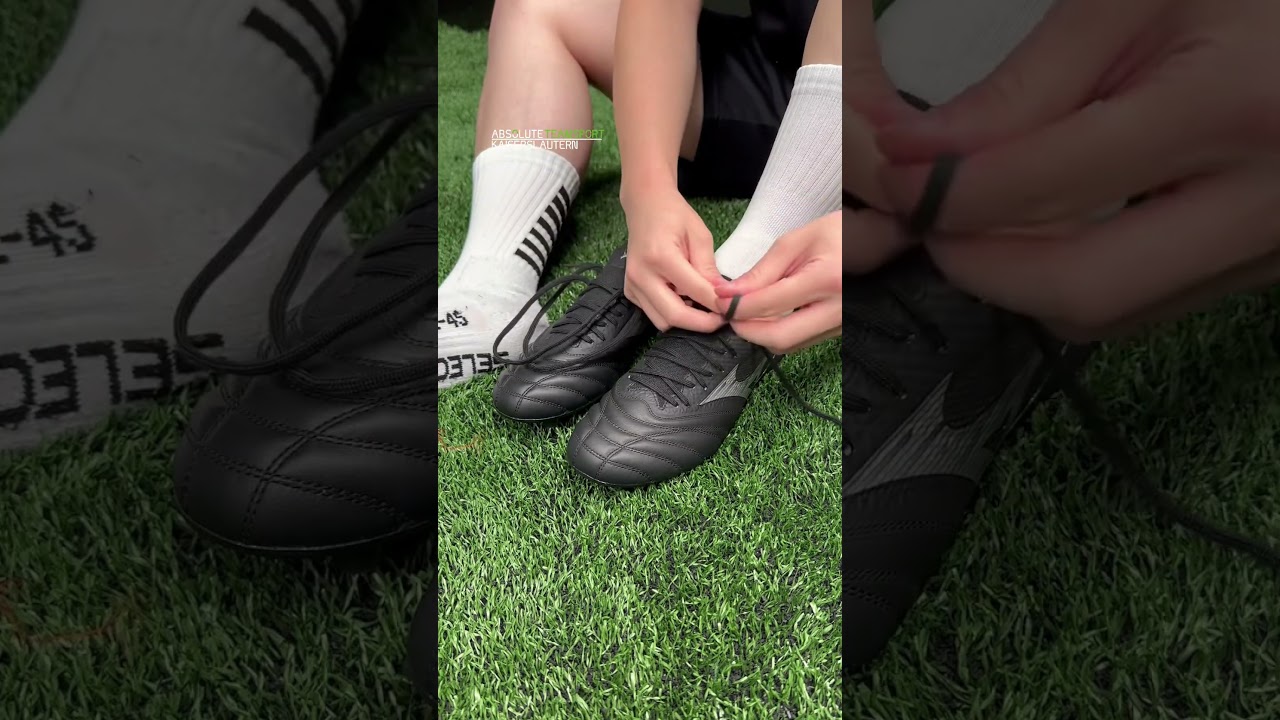 Lacing up the Mizuno Morelia Neo 4 Beta Unlimited black 