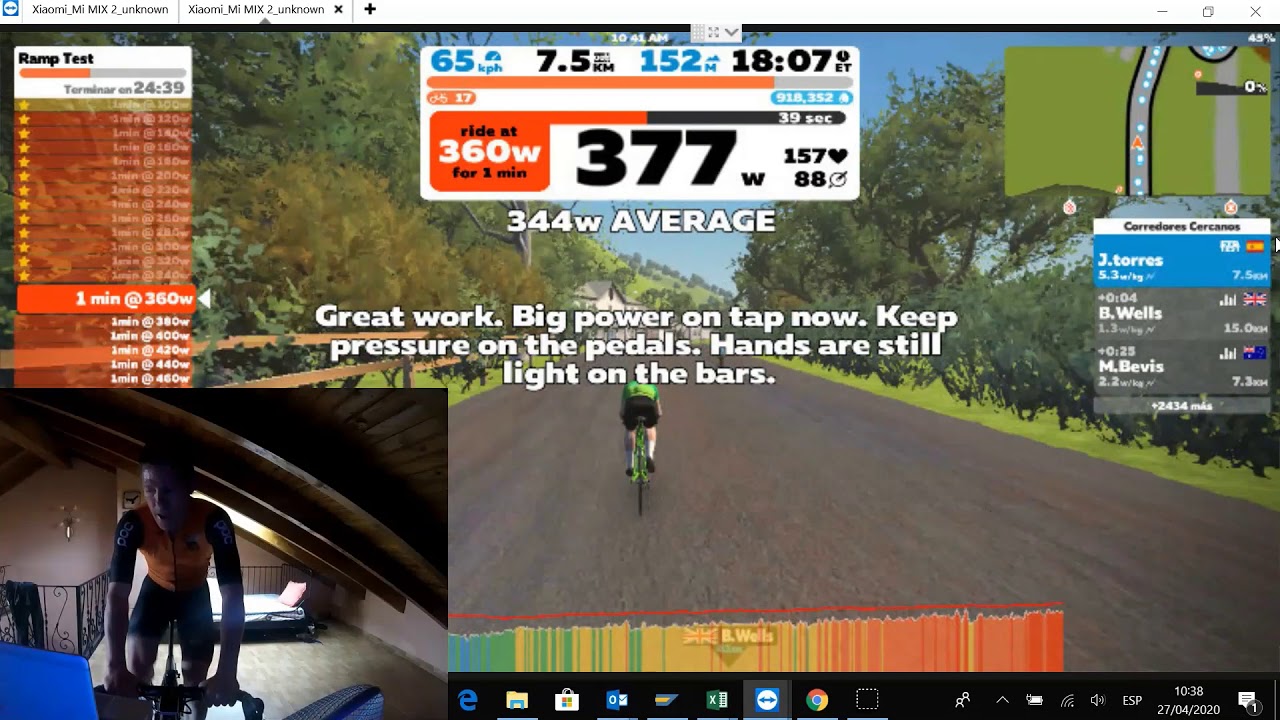 biografía Marcha mala repentino Test FTP ciclismo en rodillo. Realizado en la prueba de Ramp Test de Zwift  - YouTube