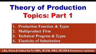 Production Function Multiproduct Firm Technical Progress Elasticity Of Substitution Ugc Net