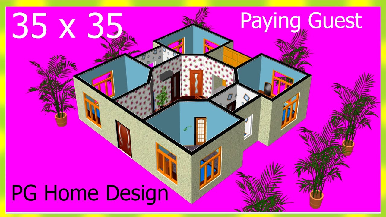 35 X 35 FEET HOME PLAN || 35 X 35 GHAR KA NAKSHA || 35 X 35 PAYING GUEST ROOM DESIGN