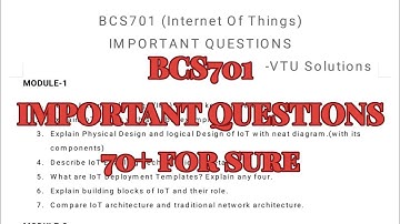 Internet Of Things, Super important questions, BCS701, 22 scheme, 7th sem, CSE Stream