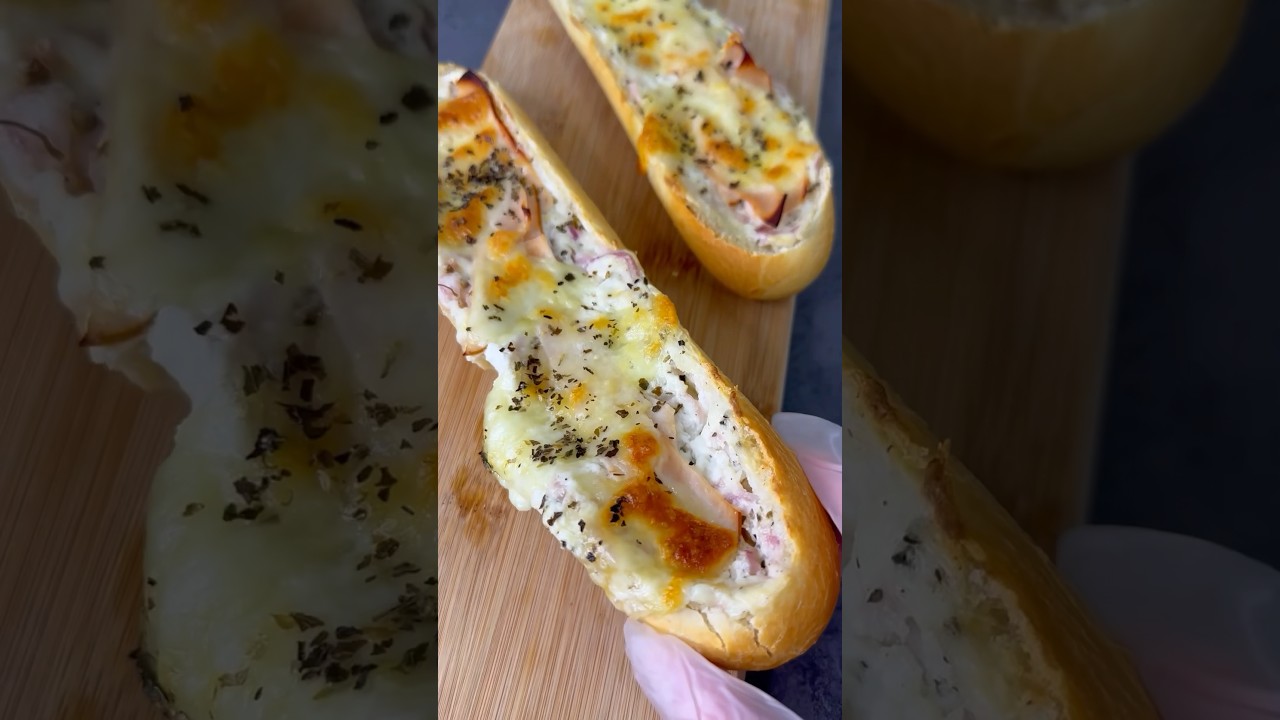 Baguette garnie au four poulet fromage 🧀 😋 