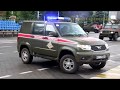 Russian police car and military guard (siren / flashers)