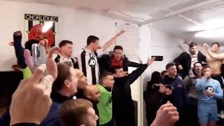 Chorley FC celebrate to beat Derby County in the FA Cup