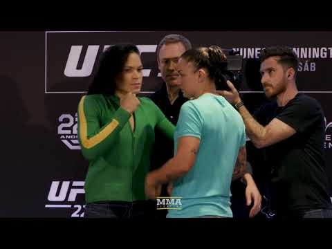 Amanda Nunes vs. Raquel Pennington UFC 224 Media Day Staredown - MMA Fighting
