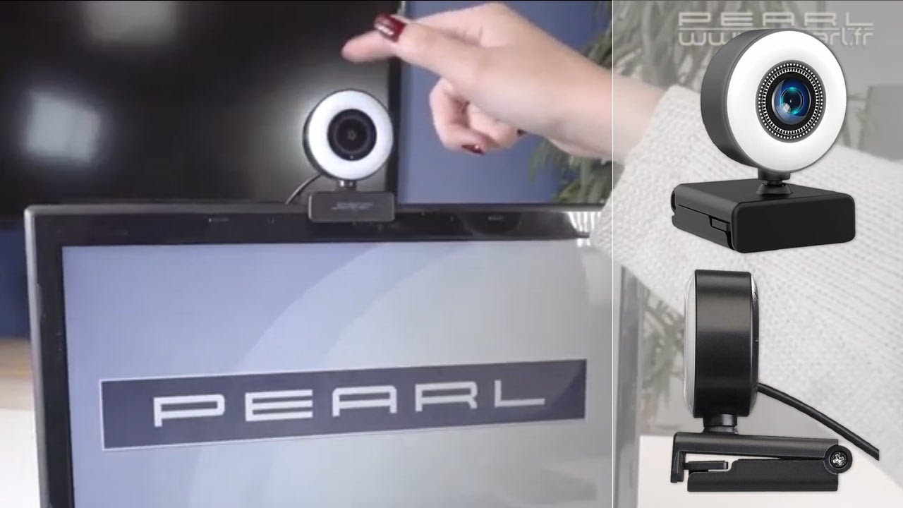 Webcam USB Full HD avec autofocus, double micro intégré et anneau d