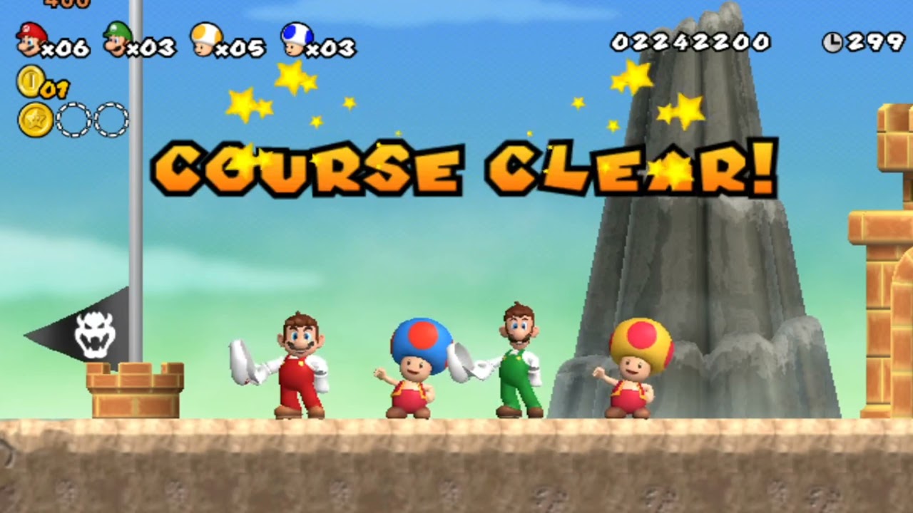 New super mario bros wii world 6 complete (4 players but thet are synchronized)