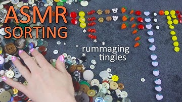 ASMR Sorting my colourful buttons (🎧 no talking, rummaging, visual ASMR, plastic)