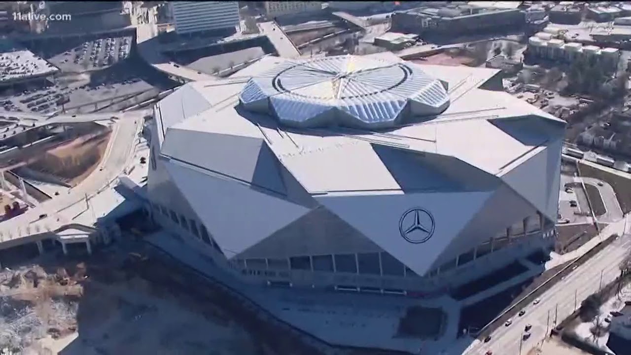 Mercedes Benz Stadium Roof Enters Final Construction Stage Youtube