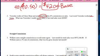 Commission Worksheet Salary Plus commission problem 2