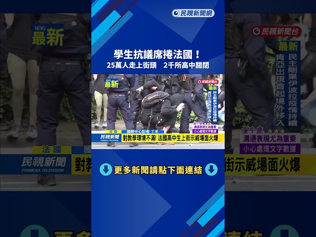 學生抗議席捲法國！　25萬人走上街頭　2千所高中關閉－民視新聞