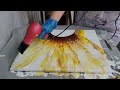 #1🌻 Acrylic Dutch Pour Sunflower  Tutorial | by Polly PrissyPants Art