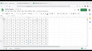 Times Tables Spreadsheet