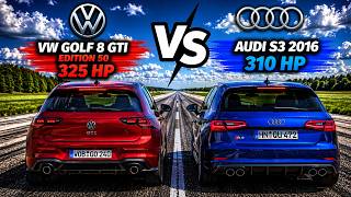 325 HP VW Golf GTI Edition 50 vs 310 HP Audi S3 2018 - Insane 0-260 km/h Drag Race   100-200 Timed!