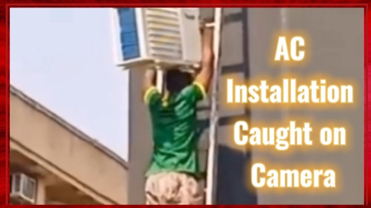 Climbing Ladder to Install Air Conditioner Outdoor Unit - Caught on ...