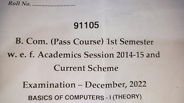 mdu b.com (pass course) 1st sem basics of computers question paper