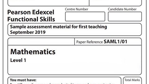 Functional Skills Maths L1 Sample Paper 1 Pearson Edexcel Reform (Complete)