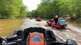 Quarantine creek ride 2020! Drowned out a Honda,CanAms float like boats,Polaris does water wheelies!
