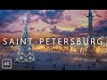 【4K】Snowfall in Saint-Petersburg (Christmas Walk) Night walk in Saint-Petersburg in the Winter Snow