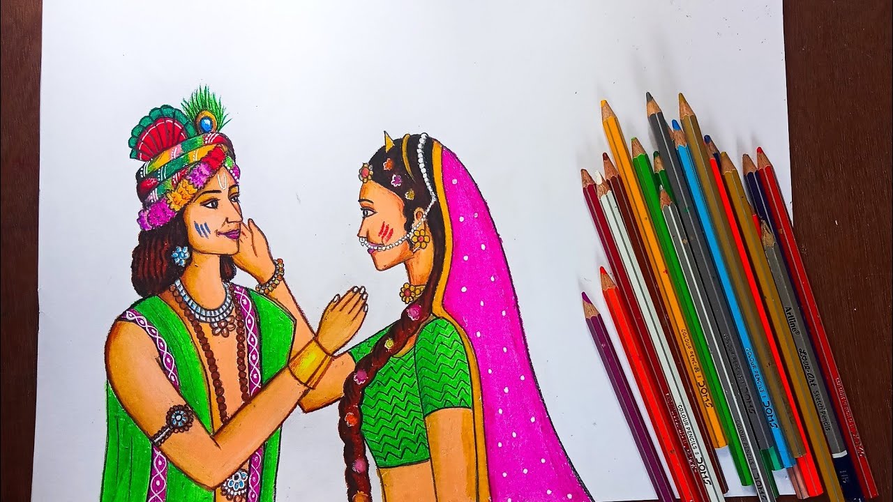 radha krishna drawing,radha krishna holi drawing,radha krishna ...