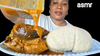 Nigeria food ASMR mukbang ogbono soup with oatmeal fufu Nigeria food ASMR ?