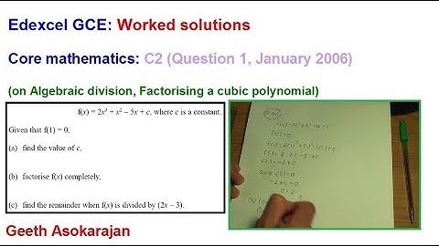 Edexcel AS/A-Level Maths Question C2 Jan 2006 Q1 (Factorising a cubic polynomial)