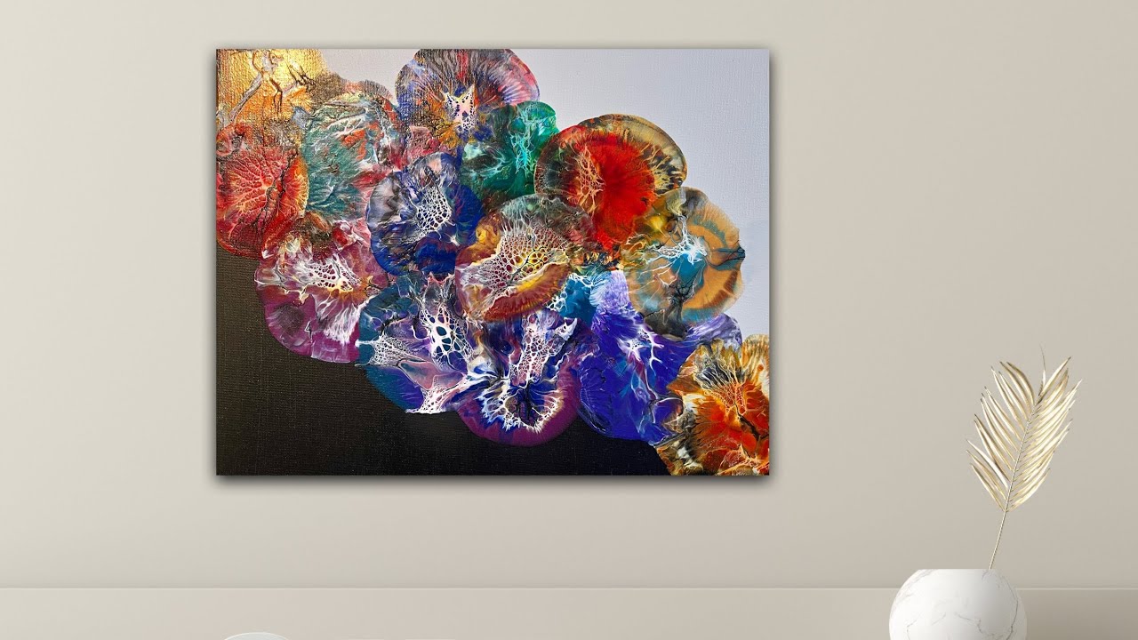 #59 It’s an Acrylic Paint Pour Balloon Bloom (Balloom) Smash on a Dry Canvas with CELLS and LACING!!