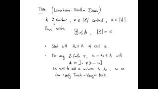 Math 557 – The Löwenheim-Skolem Theorems