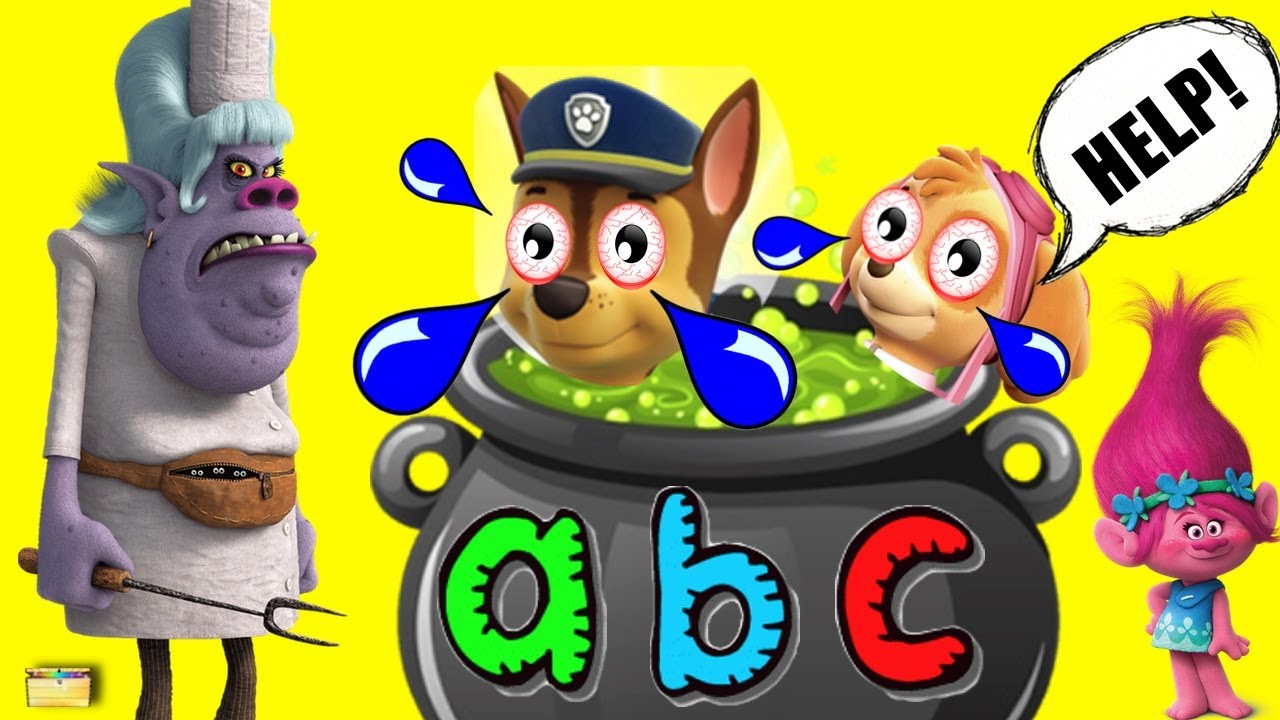 ALPHABET SOUP Learn Colors ABCs Letters With Pups Bergen Chef Trolls 