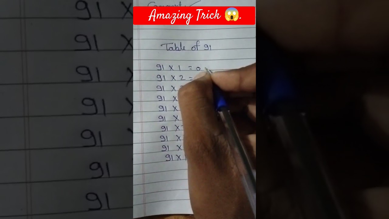 Table of 91 #trick #subscribe #like #mathstricks #trend #ytstudio