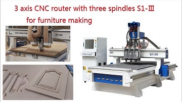 3 Axis CNC router machine with three spindles for making furniture