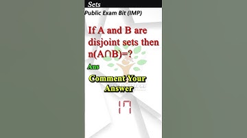 If A and B are two disjoint sets then n(A∩B)=? by @D.Yesuratnam_sir​