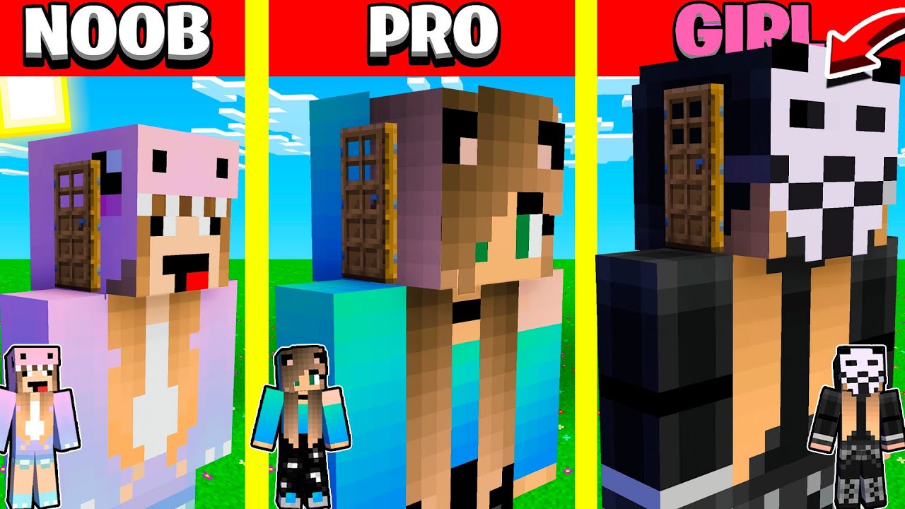 SECRET BASE INSIDE HEAD BLOCK! HEAD BLOCK HOUSE BUILD CHALLENGE - NOOB ...