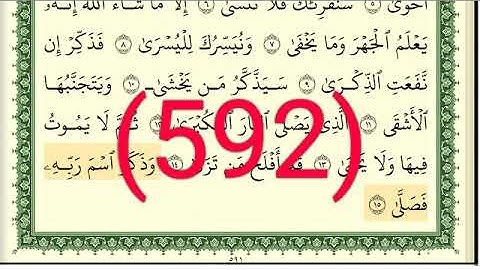 سورة   الأعلي والغاشية  رقم الصفحة 592  مجود بصوت القارئ الشيخ أيمن سويد حفظه الله
