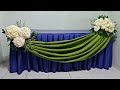 ROSE FLOWER SCALLOP BLUE AND GREEN MOTIF Table Skirting Design Ideas #Tutorial #JasminDIY