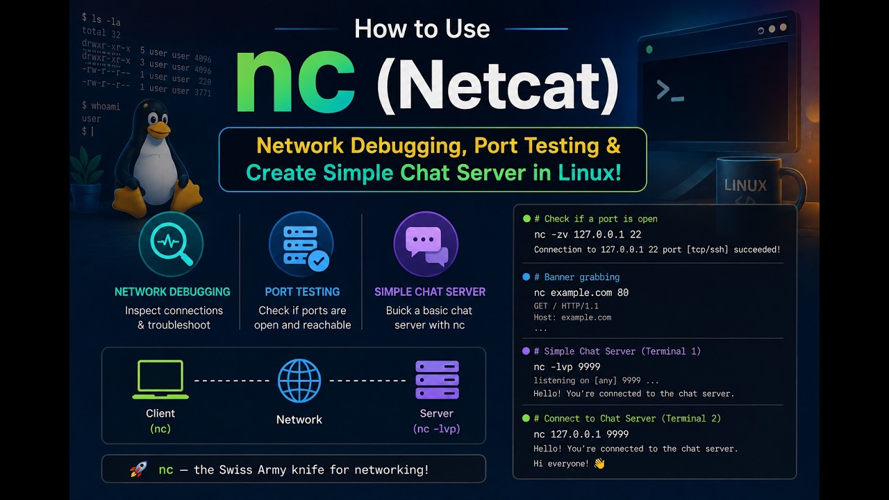 How to Use nc Netcat – Network Debugging, Port Testing & Create Simple ...