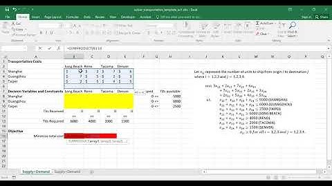 Transportation Problem - Excel Solver