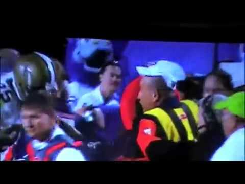 Guy gets owned by first down marker in super bowl