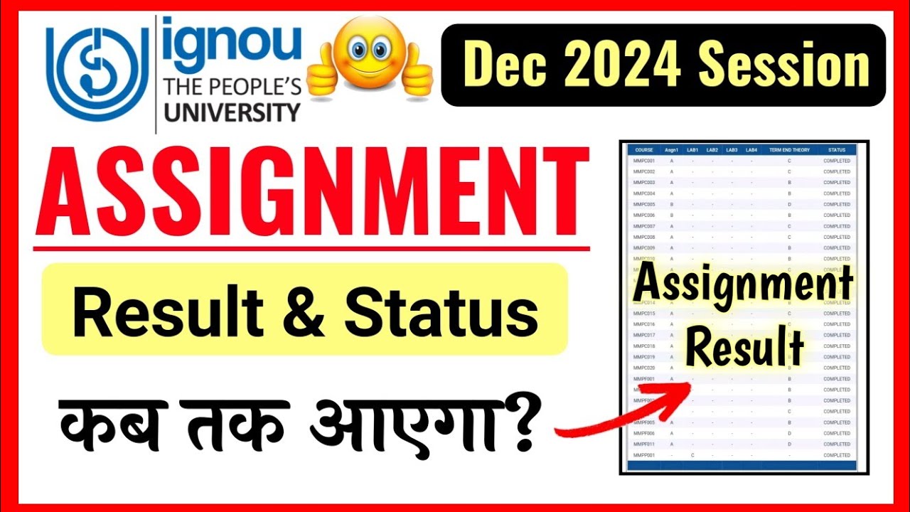 Ignou assignment result dec 2024 session ignou assignment status 