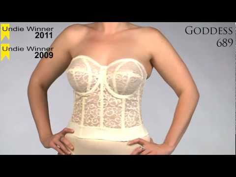 GODDESS 689 36F White Lace Longline Underwire Strapless Bustier 4 way Bra