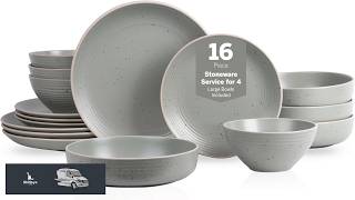 Stone Lain Lauren Stoneware Rustic Plates and Bowls Set Dinnerware Service