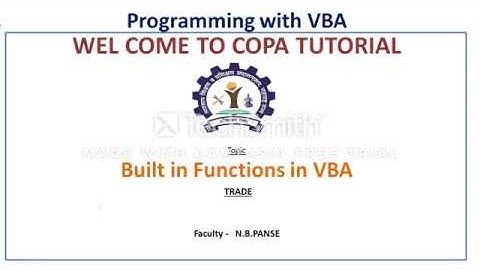 Built in functions I by N.B.Panse I COPA Virtual Classroom