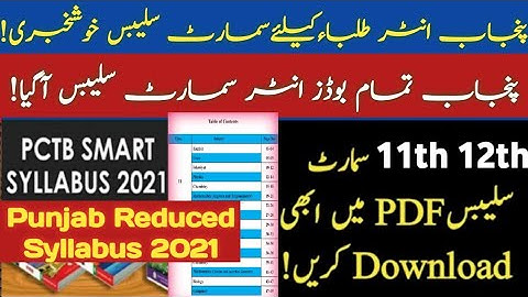 Punjab All board inter Smart syllabus 2021 Punjab 11th class smart syllabus Punjab 12th class smart