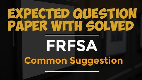 FRFSA Expected Question Paper with Solved @GDT_RoshanSir