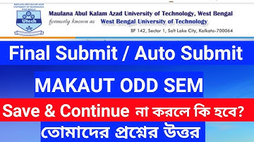 MAKAUT Odd Sem Examination Final Submit / Save & Continue (Q & A)