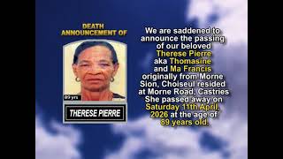 Therese Pierre ~ Short Obituary