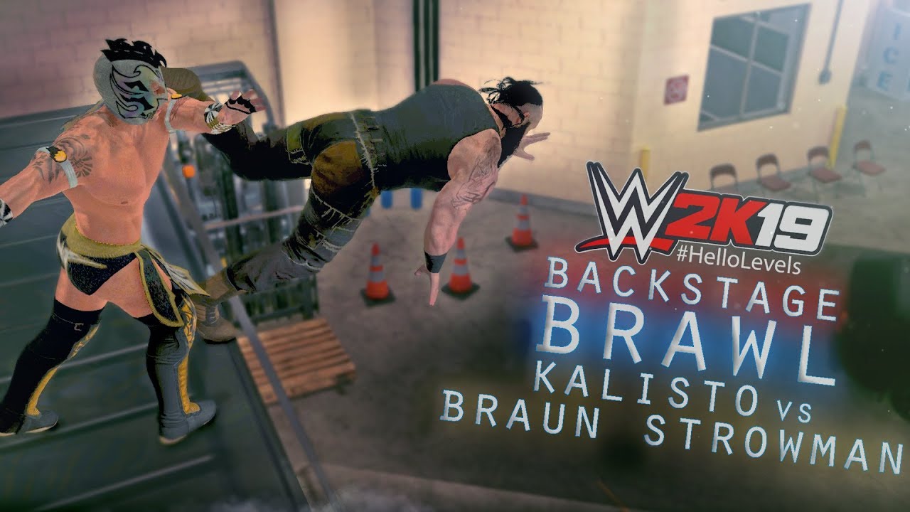 Exploring Backstage In WWE 2K19 Backstage Brawl | Kalisto vs Braun Strowman