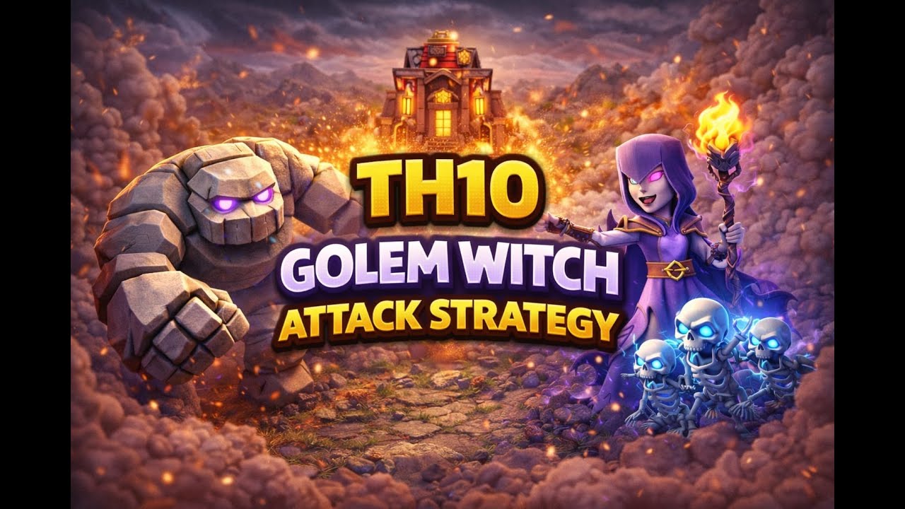 TH10 Golem Witch Spam Attack Strategy 🔥 | Easy 3 Star | Clash of Clans