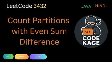 LeetCode 3432 | Count Partitions with Even Sum Difference | Explained Simply
