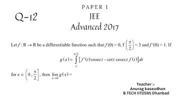 JEE Advanced 2017 Math Paper 1 (Q 12) solution | IIT JEE Maths | #jeeadvanced2017  #projecteducation